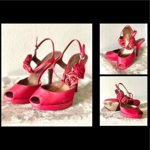 COACH Satin Red Rose Heels